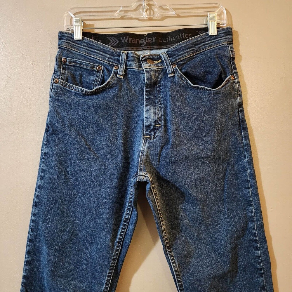 Wrangler Mens Straight Leg Jeans Size 30 x 30 Dark Blue Comfort Waist - Picture 3 of 8